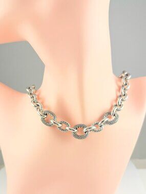 DAVID YURMAN SS 3 DIAMOND OVAL NECKLACE